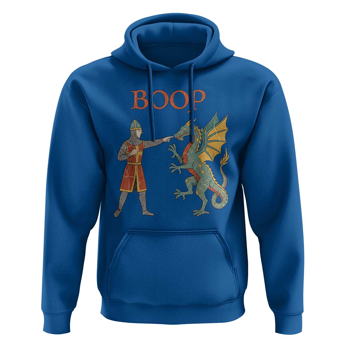 Funny Boop Medieval Knight Poking Dragon Graphic Hoodie Vintage Renaissance Faire Fantasy Meme