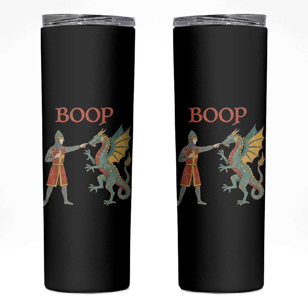 Funny Boop Medieval Knight Poking Dragon Graphic Skinny Tumbler Vintage Renaissance Faire Fantasy Meme