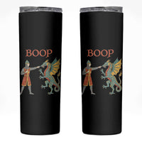 Funny Boop Medieval Knight Poking Dragon Graphic Skinny Tumbler Vintage Renaissance Faire Fantasy Meme