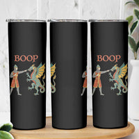 Funny Boop Medieval Knight Poking Dragon Graphic Skinny Tumbler Vintage Renaissance Faire Fantasy Meme