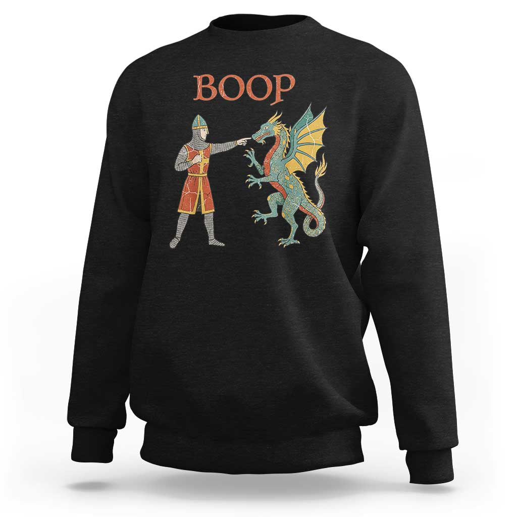 Funny Boop Medieval Knight Poking Dragon Graphic Sweatshirt Vintage Renaissance Faire Fantasy Meme