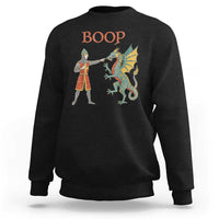 Funny Boop Medieval Knight Poking Dragon Graphic Sweatshirt Vintage Renaissance Faire Fantasy Meme