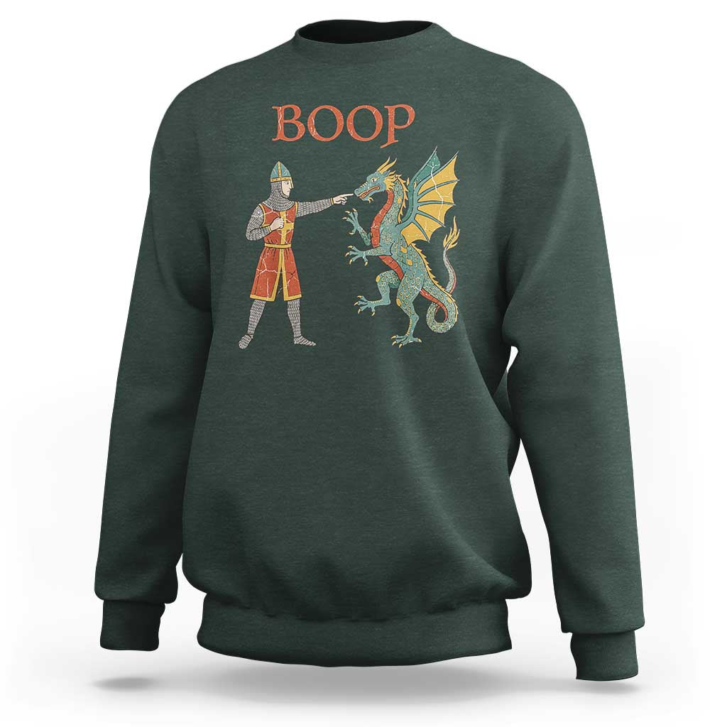 Funny Boop Medieval Knight Poking Dragon Graphic Sweatshirt Vintage Renaissance Faire Fantasy Meme