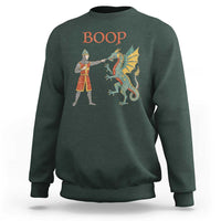 Funny Boop Medieval Knight Poking Dragon Graphic Sweatshirt Vintage Renaissance Faire Fantasy Meme