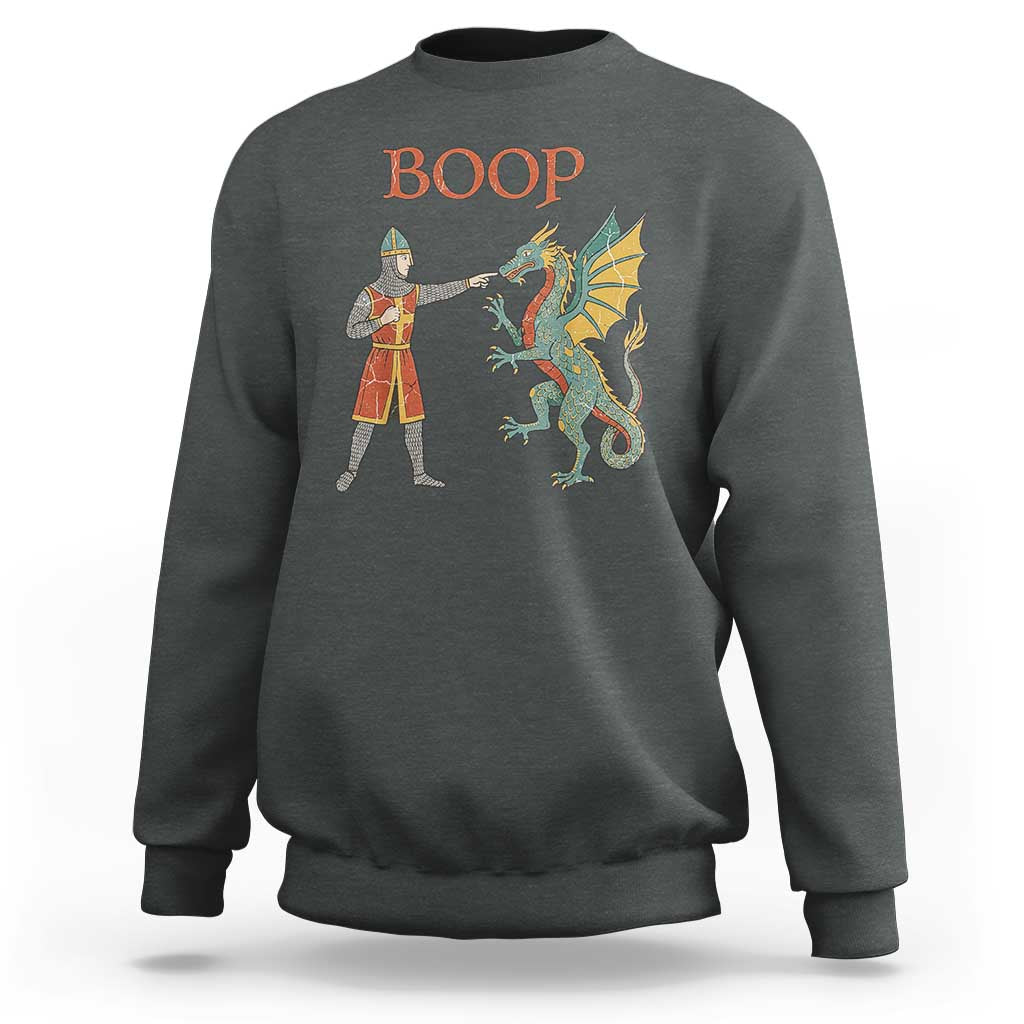 Funny Boop Medieval Knight Poking Dragon Graphic Sweatshirt Vintage Renaissance Faire Fantasy Meme