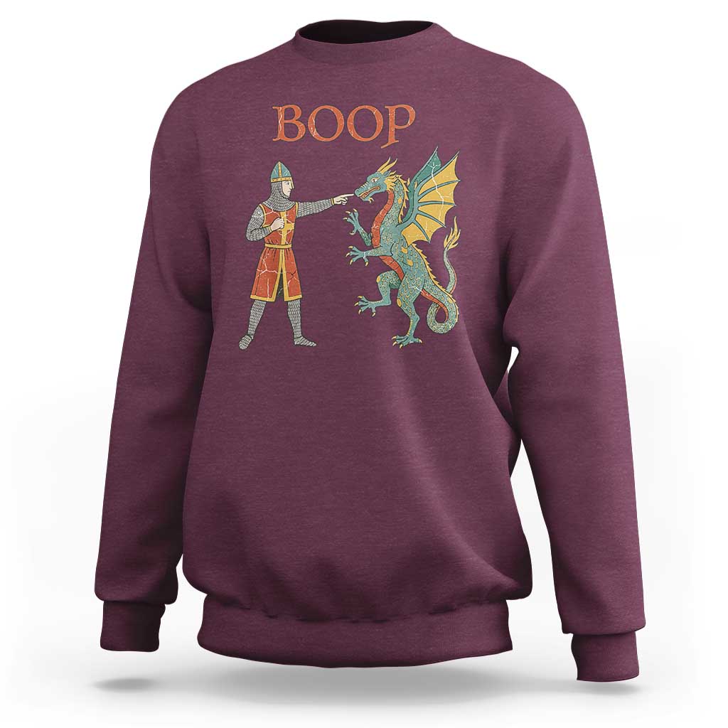 Funny Boop Medieval Knight Poking Dragon Graphic Sweatshirt Vintage Renaissance Faire Fantasy Meme