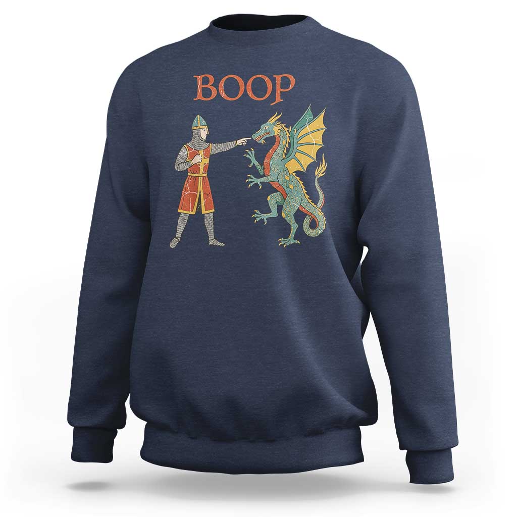Funny Boop Medieval Knight Poking Dragon Graphic Sweatshirt Vintage Renaissance Faire Fantasy Meme