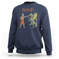 Funny Boop Medieval Knight Poking Dragon Graphic Sweatshirt Vintage Renaissance Faire Fantasy Meme
