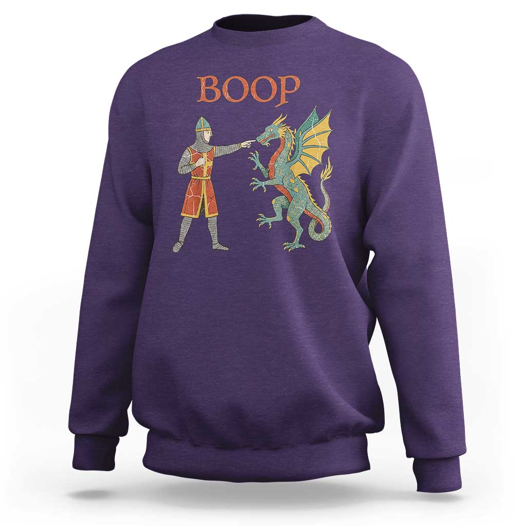 Funny Boop Medieval Knight Poking Dragon Graphic Sweatshirt Vintage Renaissance Faire Fantasy Meme