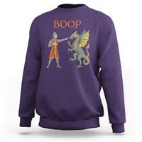Funny Boop Medieval Knight Poking Dragon Graphic Sweatshirt Vintage Renaissance Faire Fantasy Meme
