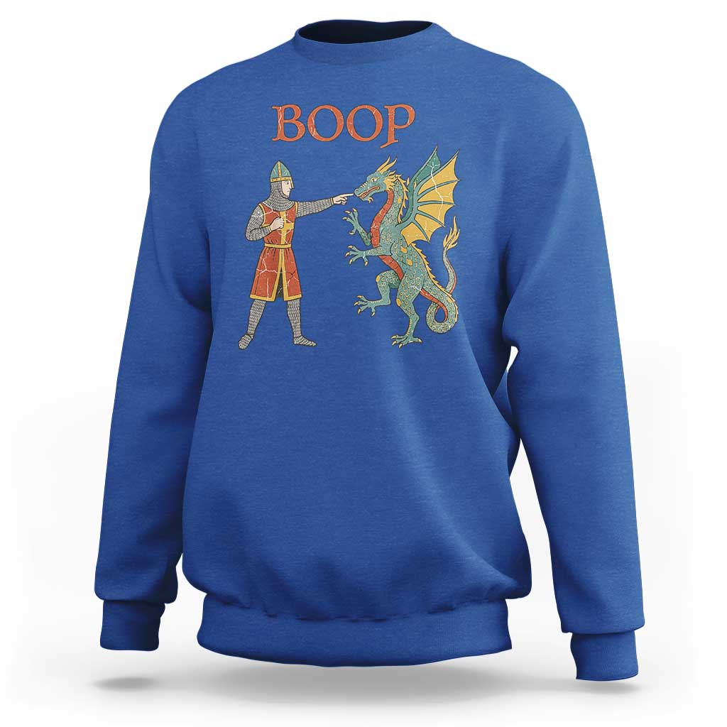 Funny Boop Medieval Knight Poking Dragon Graphic Sweatshirt Vintage Renaissance Faire Fantasy Meme