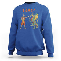 Funny Boop Medieval Knight Poking Dragon Graphic Sweatshirt Vintage Renaissance Faire Fantasy Meme