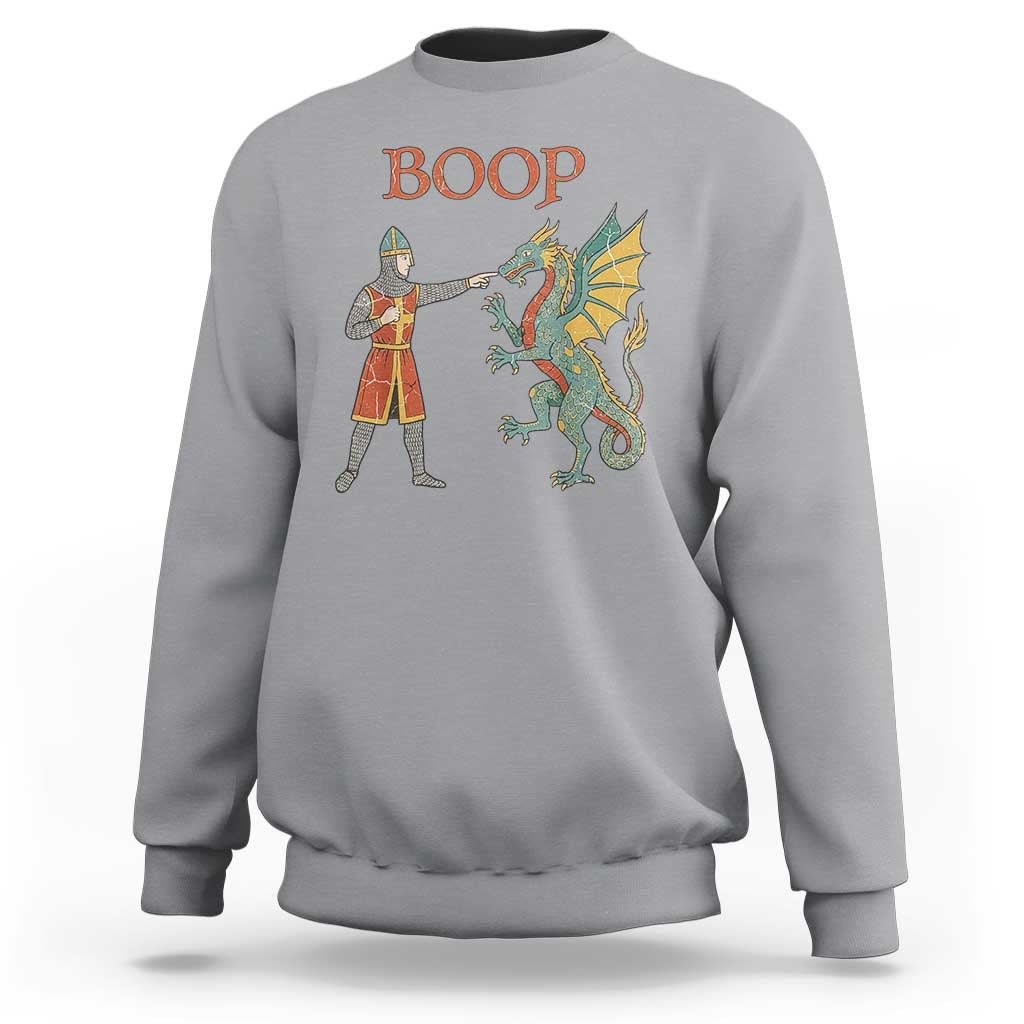 Funny Boop Medieval Knight Poking Dragon Graphic Sweatshirt Vintage Renaissance Faire Fantasy Meme