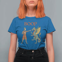 Funny Boop Medieval Knight Poking Dragon Graphic T Shirt For Women Vintage Renaissance Faire Fantasy Meme