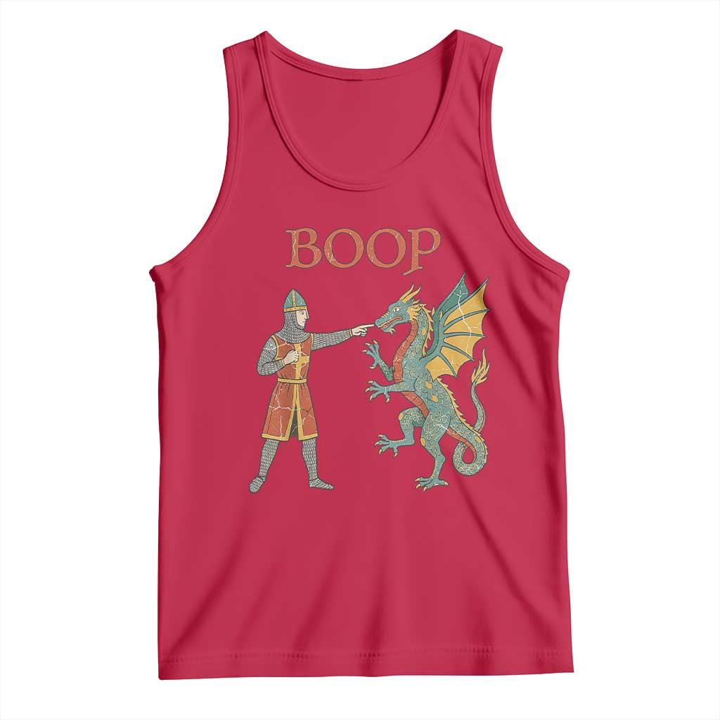 Funny Boop Medieval Knight Poking Dragon Graphic Tank Top Vintage Renaissance Faire Fantasy Meme