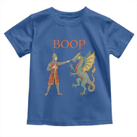 Funny Boop Medieval Knight Poking Dragon Graphic Toddler T Shirt Vintage Renaissance Faire Fantasy Meme