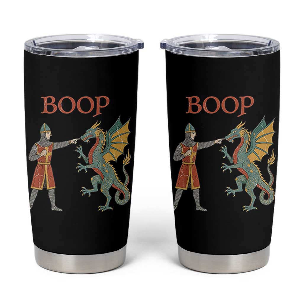 Funny Boop Medieval Knight Poking Dragon Graphic Tumbler Cup Vintage Renaissance Faire Fantasy Meme