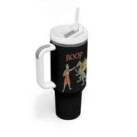 Funny Boop Medieval Knight Poking Dragon Graphic Tumbler With Handle Vintage Renaissance Faire Fantasy Meme