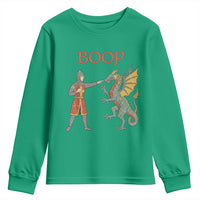 Funny Boop Medieval Knight Poking Dragon Graphic Youth Sweatshirt Vintage Renaissance Faire Fantasy Meme