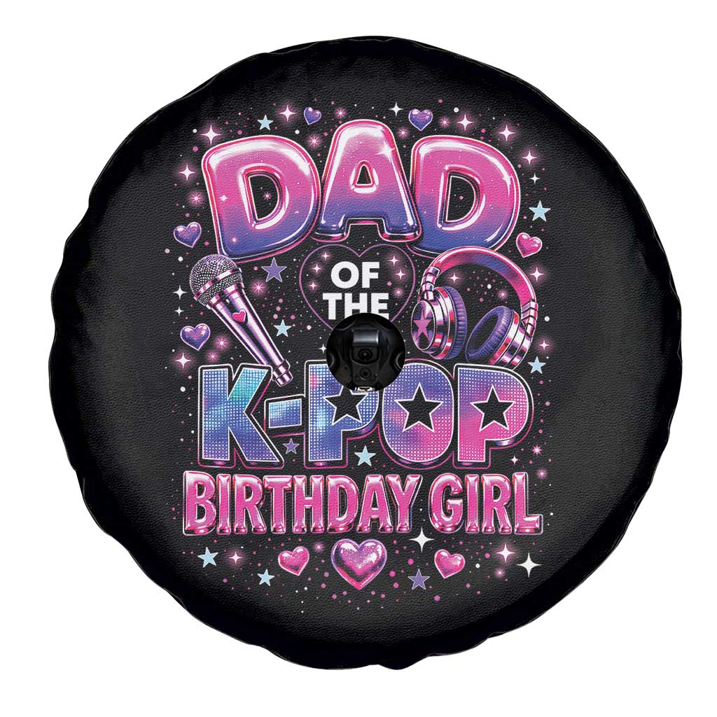 Dad Of The KPop Birthday Girl Glossy Balloon Music Lover Spare Tire Cover Cute Family Matching Party Graphic