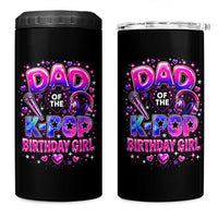 Dad Of The KPop Birthday Girl Glossy Balloon Music Lover 4 in 1 Can Cooler Tumbler Cute Family Matching Party Graphic