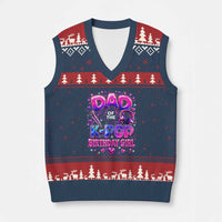 Dad Of The KPop Birthday Girl Glossy Balloon Music Lover V-Neck Knit Sweater Vest Cute Family Matching Party Graphic