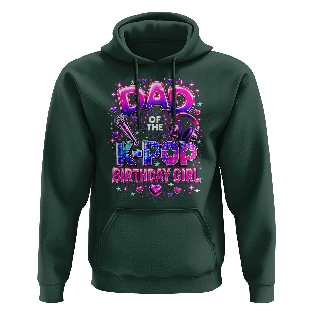 Dad Of The KPop Birthday Girl Glossy Balloon Music Lover Hoodie Cute Family Matching Party Graphic