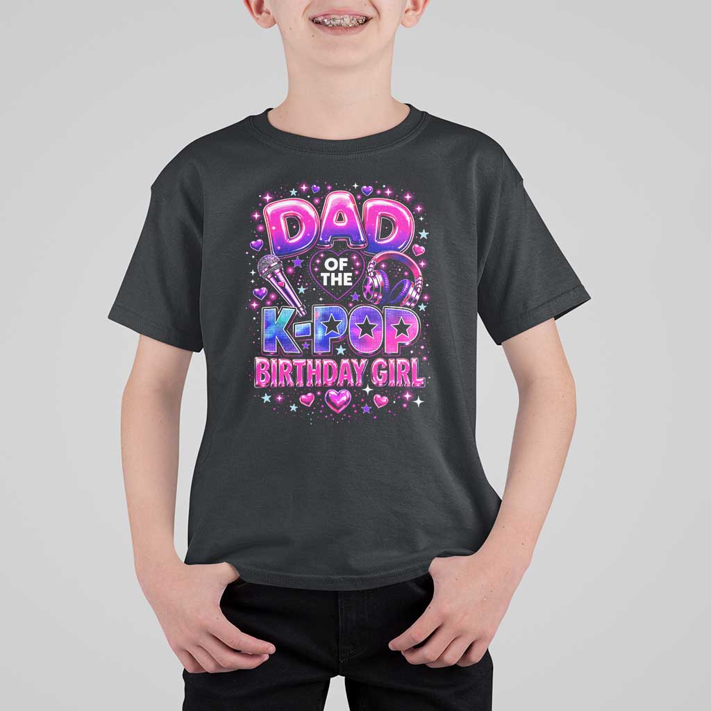 Dad Of The KPop Birthday Girl Glossy Balloon Music Lover T Shirt For Kid Cute Family Matching Party Graphic
