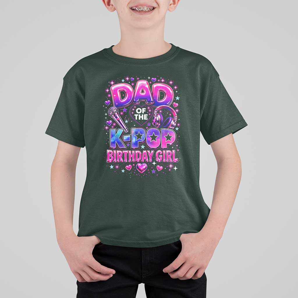 Dad Of The KPop Birthday Girl Glossy Balloon Music Lover T Shirt For Kid Cute Family Matching Party Graphic