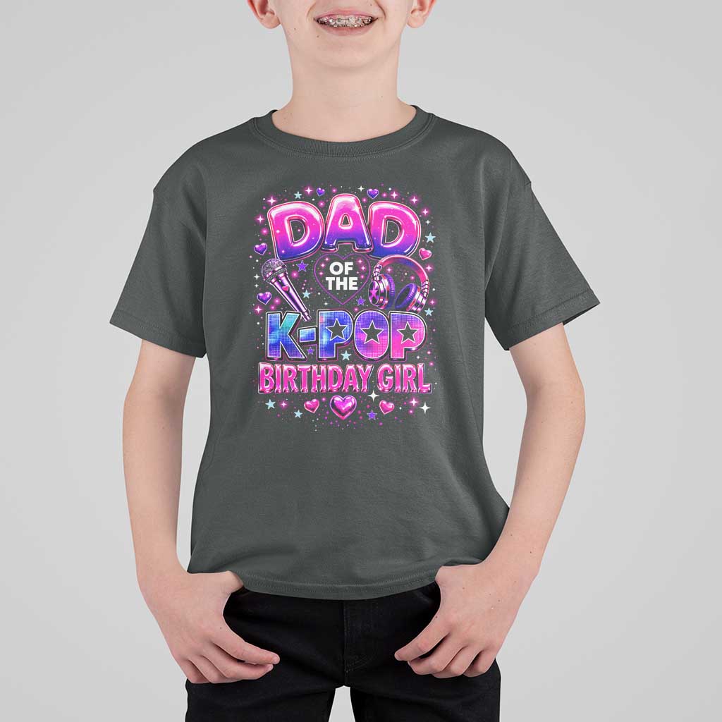Dad Of The KPop Birthday Girl Glossy Balloon Music Lover T Shirt For Kid Cute Family Matching Party Graphic