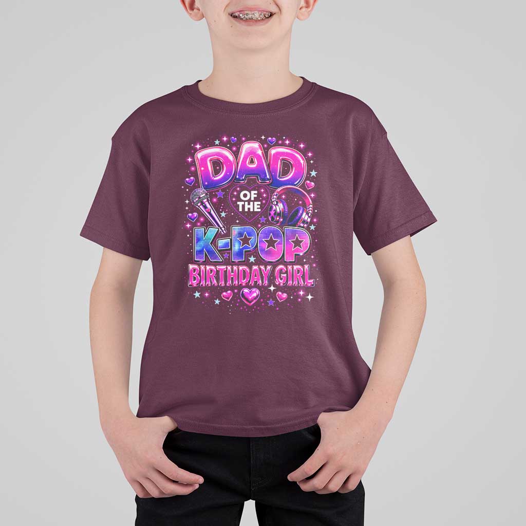 Dad Of The KPop Birthday Girl Glossy Balloon Music Lover T Shirt For Kid Cute Family Matching Party Graphic