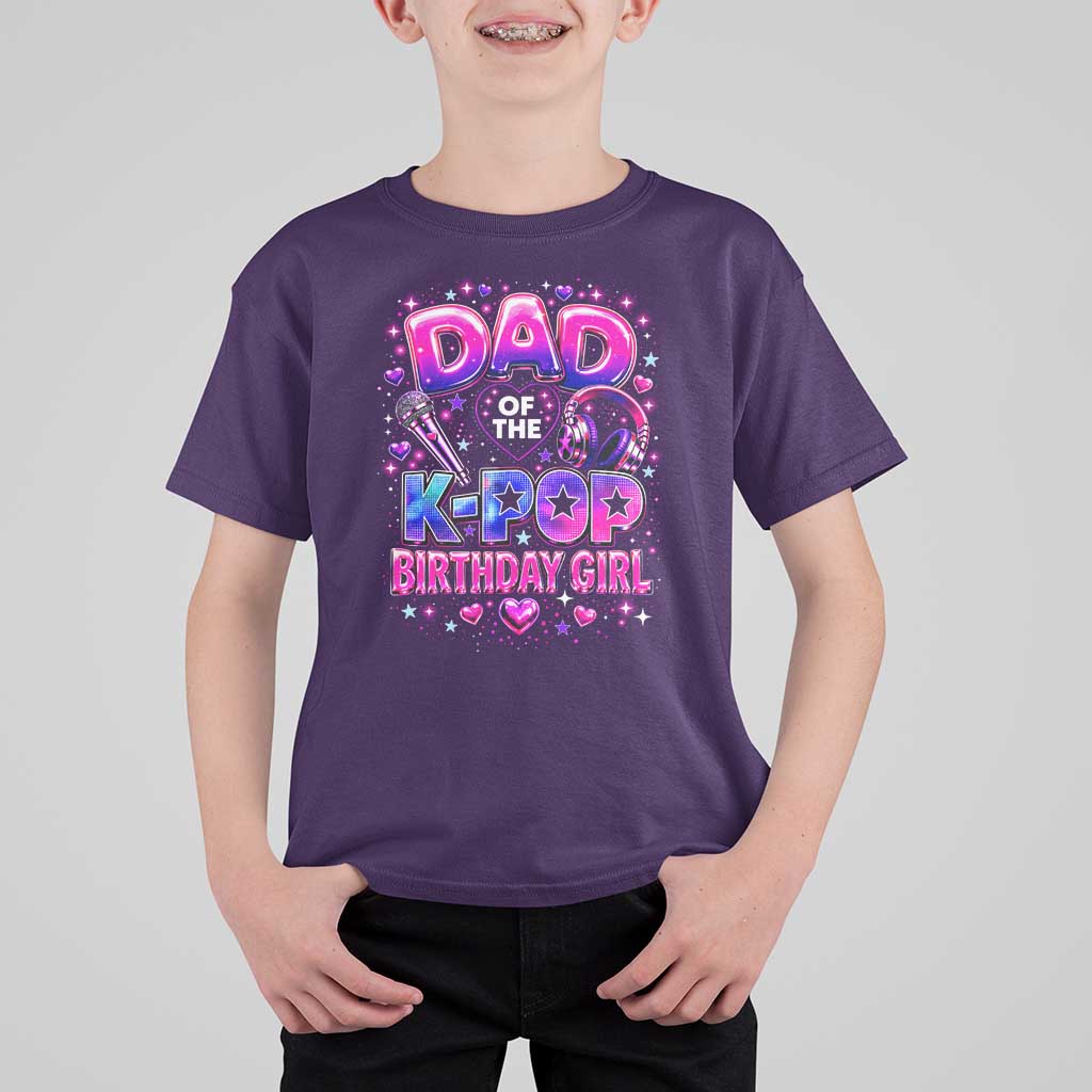 Dad Of The KPop Birthday Girl Glossy Balloon Music Lover T Shirt For Kid Cute Family Matching Party Graphic