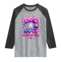 Dad Of The KPop Birthday Girl Glossy Balloon Music Lover Raglan Shirt Cute Family Matching Party Graphic