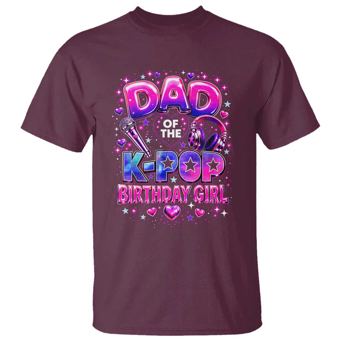 Dad Of The KPop Birthday Girl Glossy Balloon Music Lover T Shirt Cute Family Matching Party Graphic