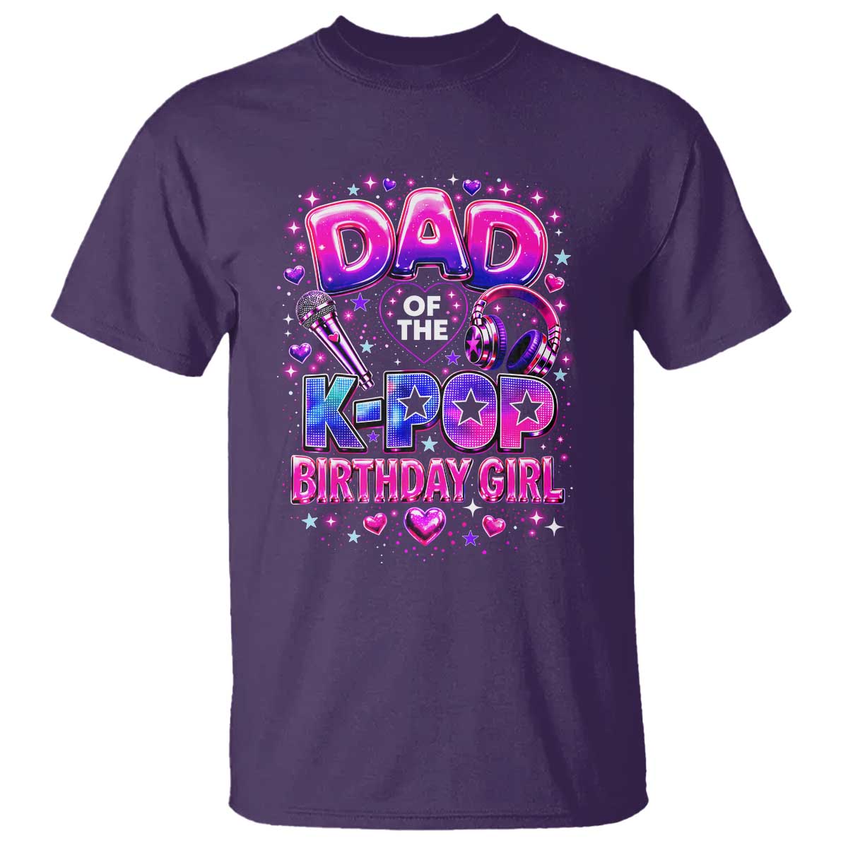 Dad Of The KPop Birthday Girl Glossy Balloon Music Lover T Shirt Cute Family Matching Party Graphic