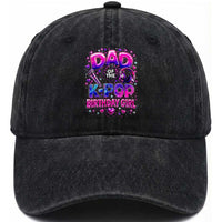 Dad Of The KPop Birthday Girl Glossy Balloon Music Lover Washed Cotton Baseball Cap Cute Family Matching Party Graphic
