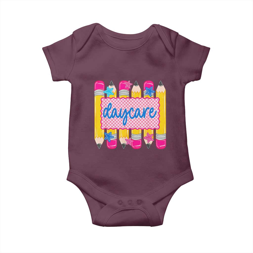 Cute Daycare Teacher Yellow Pencils Graphic Baby Onesie Retro Back to School Childcare Gift