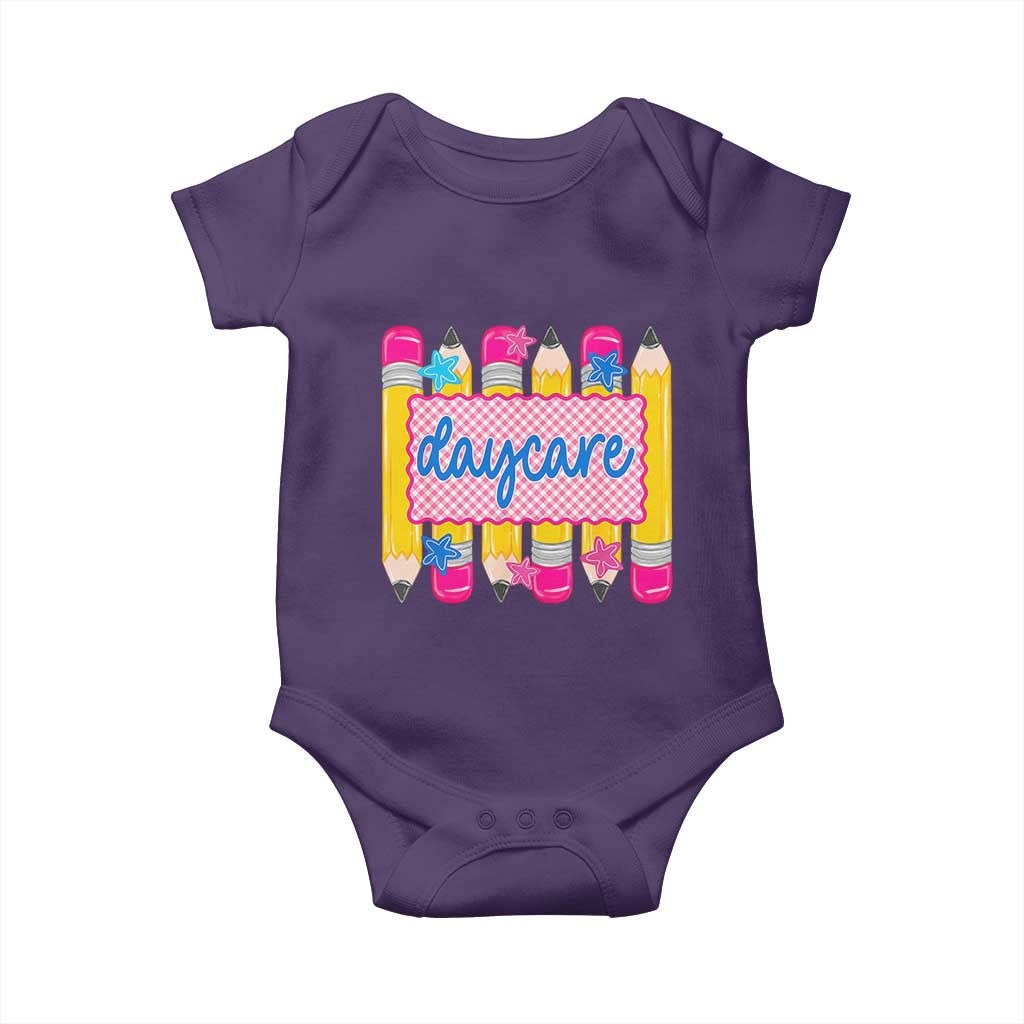 Cute Daycare Teacher Yellow Pencils Graphic Baby Onesie Retro Back to School Childcare Gift