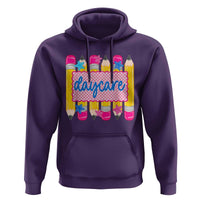 Cute Daycare Teacher Yellow Pencils Graphic Hoodie Retro Back to School Childcare Gift