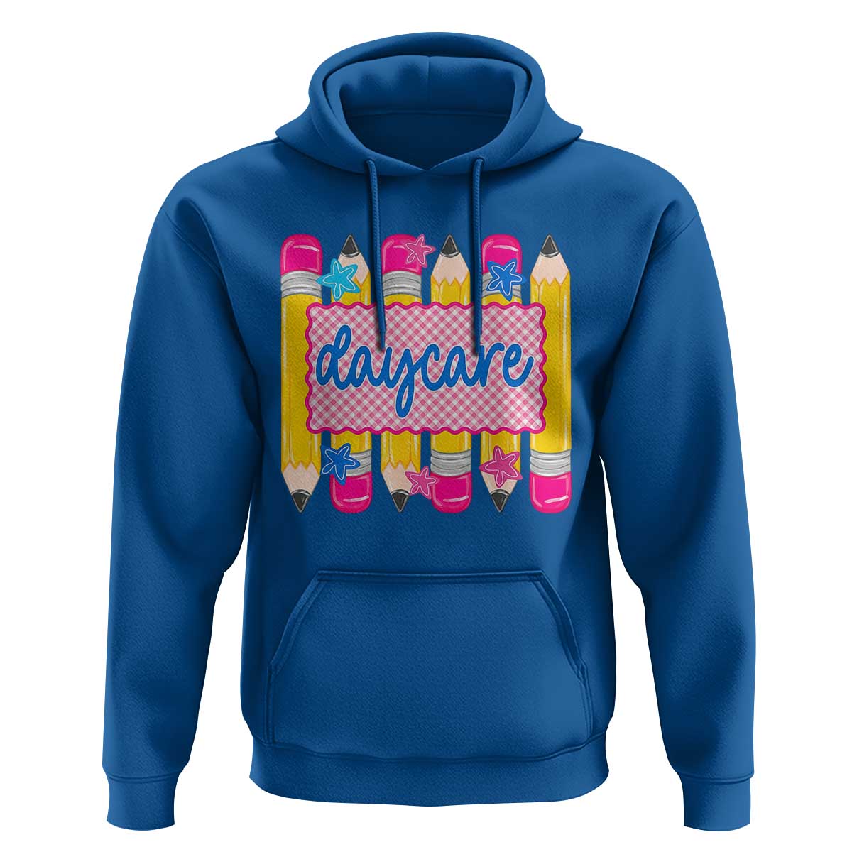 Cute Daycare Teacher Yellow Pencils Graphic Hoodie Retro Back to School Childcare Gift