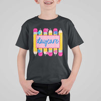 Cute Daycare Teacher Yellow Pencils Graphic T Shirt For Kid Retro Back to School Childcare Gift