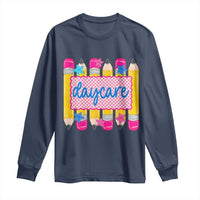 Cute Daycare Teacher Yellow Pencils Graphic Long Sleeve Shirt Retro Back to School Childcare Gift