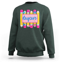 Cute Daycare Teacher Yellow Pencils Graphic Sweatshirt Retro Back to School Childcare Gift
