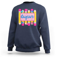 Cute Daycare Teacher Yellow Pencils Graphic Sweatshirt Retro Back to School Childcare Gift