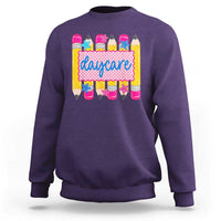 Cute Daycare Teacher Yellow Pencils Graphic Sweatshirt Retro Back to School Childcare Gift