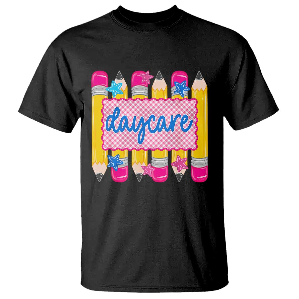 Cute Daycare Teacher Yellow Pencils Graphic T Shirt Retro Back to School Childcare Gift