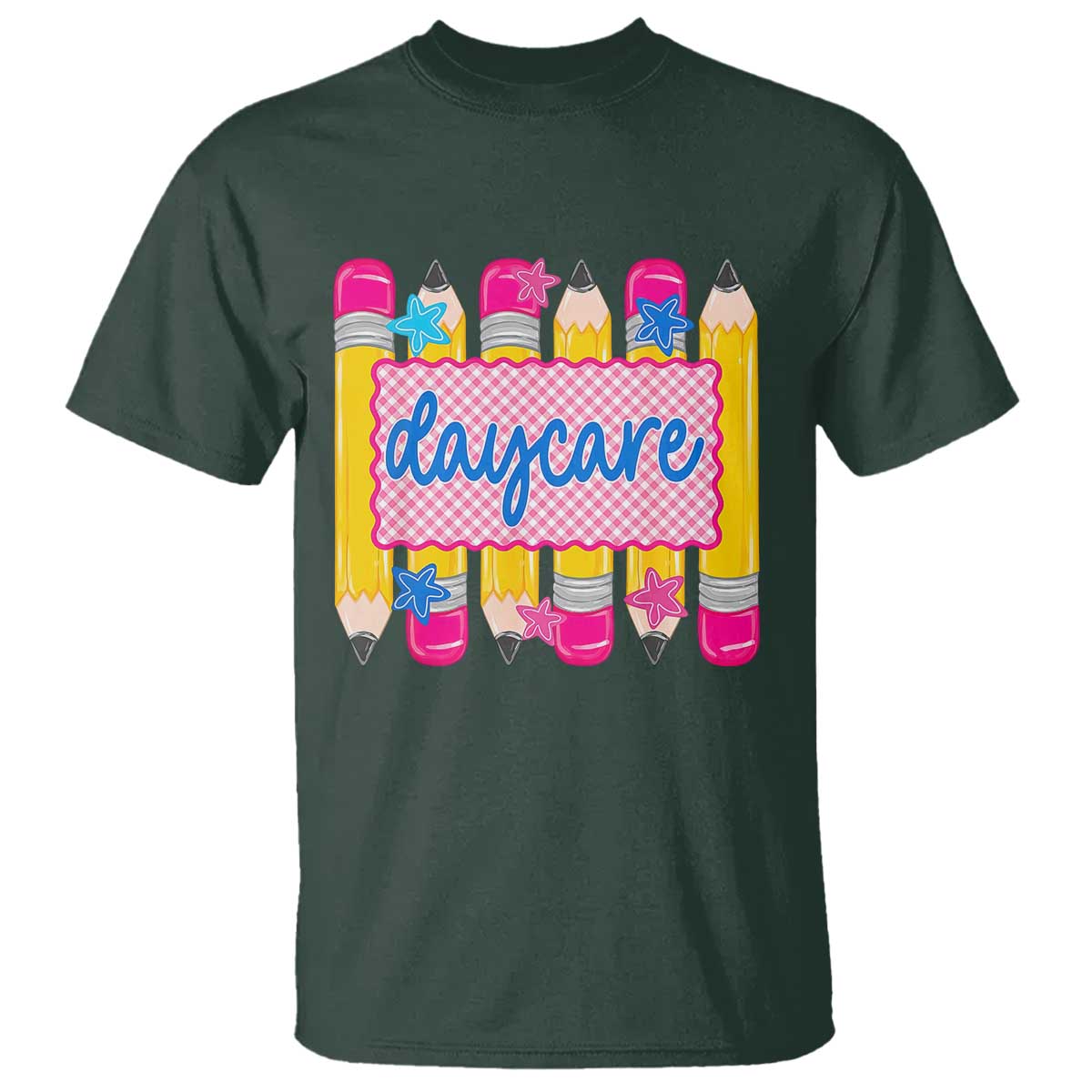 Cute Daycare Teacher Yellow Pencils Graphic T Shirt Retro Back to School Childcare Gift