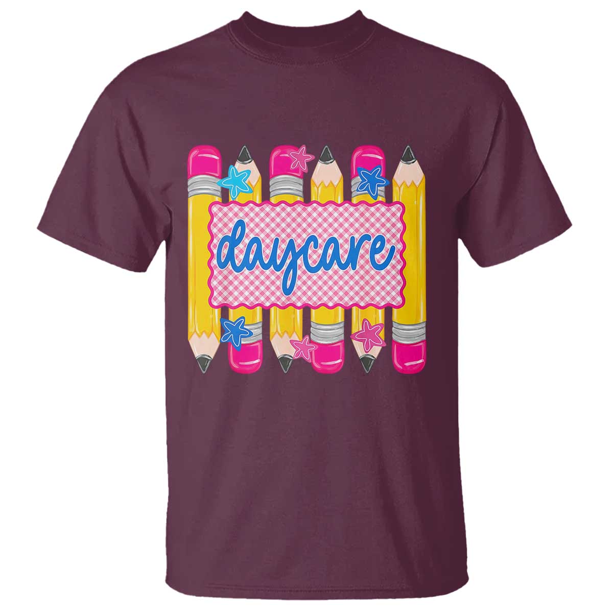 Cute Daycare Teacher Yellow Pencils Graphic T Shirt Retro Back to School Childcare Gift