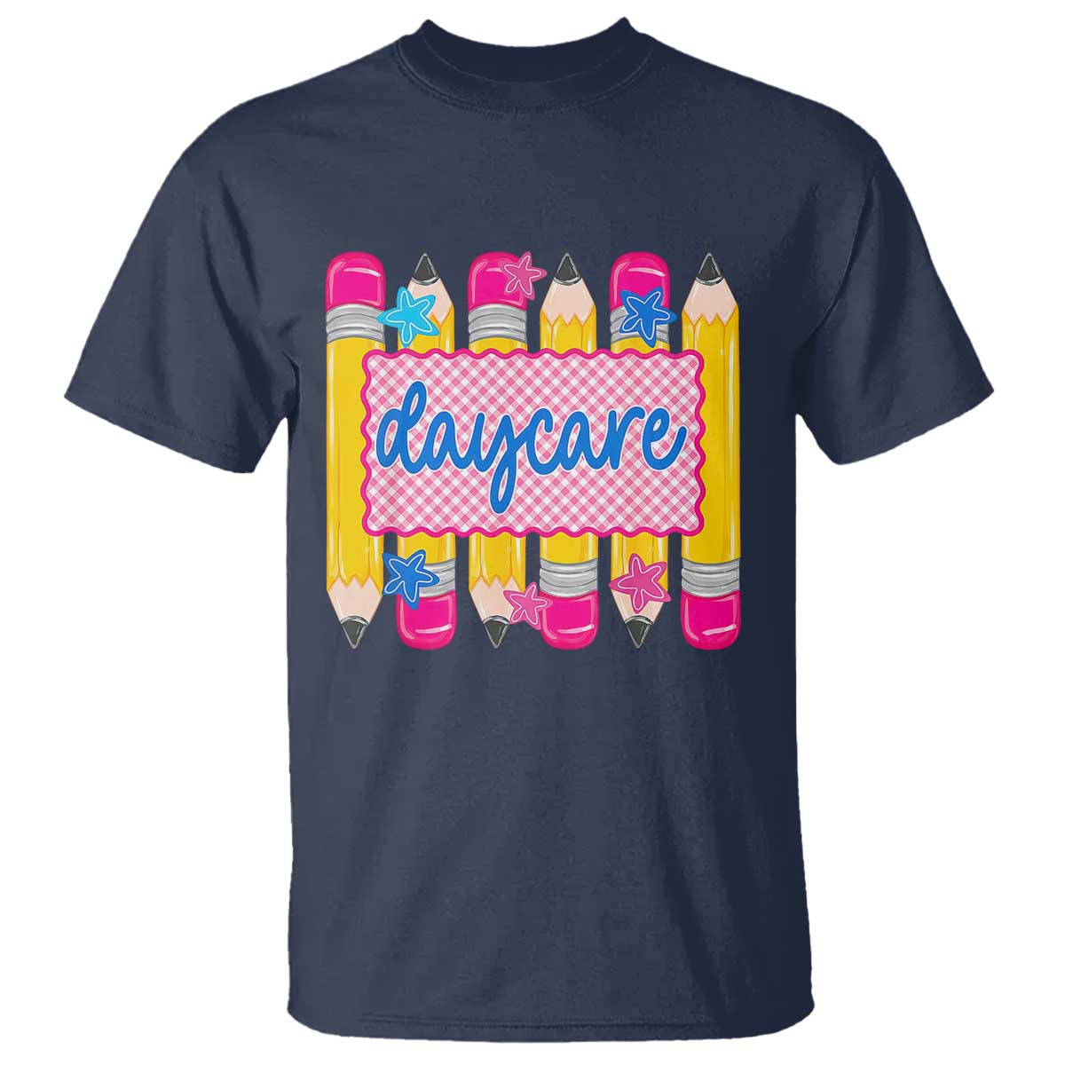 Cute Daycare Teacher Yellow Pencils Graphic T Shirt Retro Back to School Childcare Gift