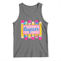Cute Daycare Teacher Yellow Pencils Graphic Tank Top Retro Back to School Childcare Gift